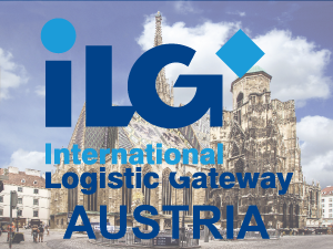 ILG logo with Austria written beneath, picture from the the Stephansdom in the background